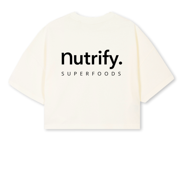FEMALE CROPPED Cream Cropped Oversized Tee.