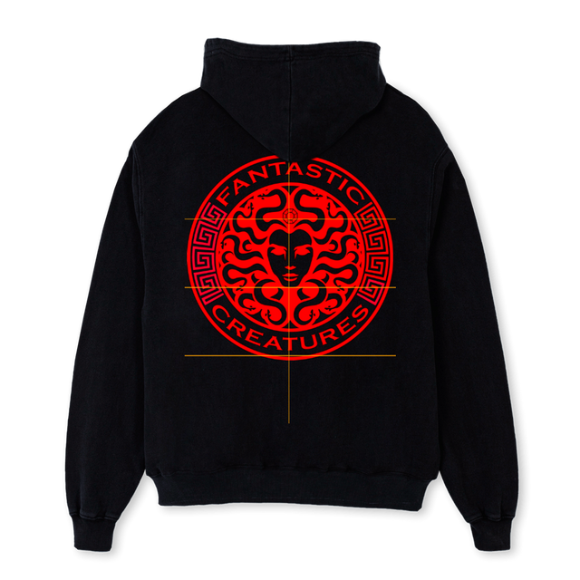 REDMEDUSBLKHOOD Black Oversized Hoodie.
