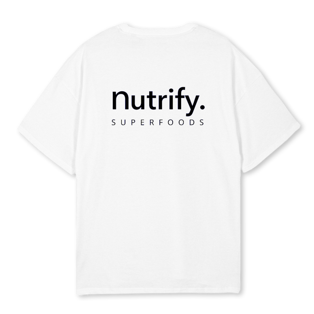 NUTRIFY OVERSIZED WHITE Oversized Tee.