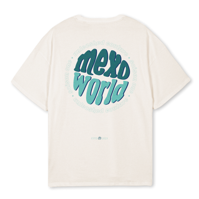 FAT PRINT BLUE Vintage White Oversized Tee.