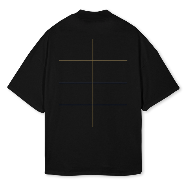 WRXONE Black Oversized Mock Neck Tee.