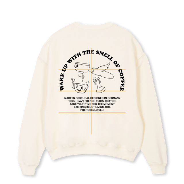 SLOW COFFEE Cream Oversized Crewneck Sweater.