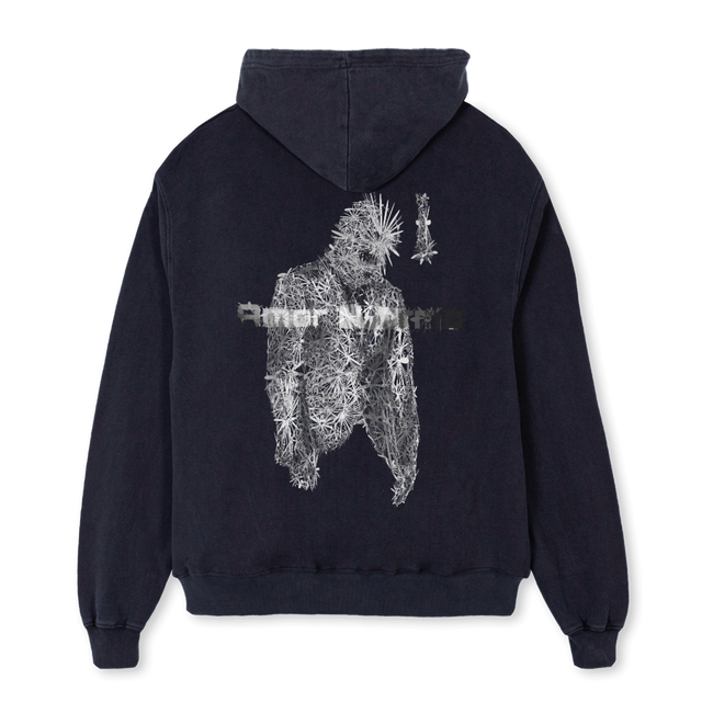 FLOWERCHILD Vintage Black Oversized Hoodie.
