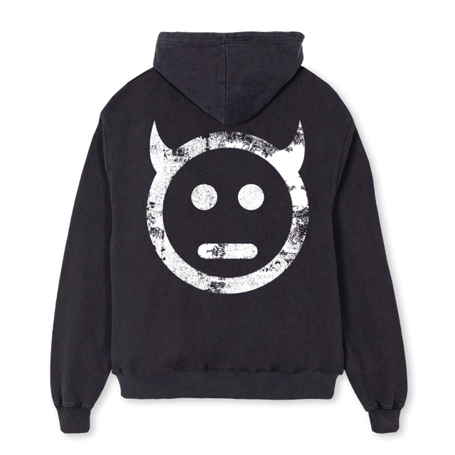 EVIL BOY VINTAGE ZH Vintage Black Oversized Zipped Hoodie.