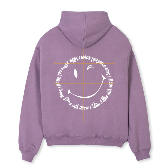 HOPE I MADE YOU SMIL Purple Oversized Hoodie.