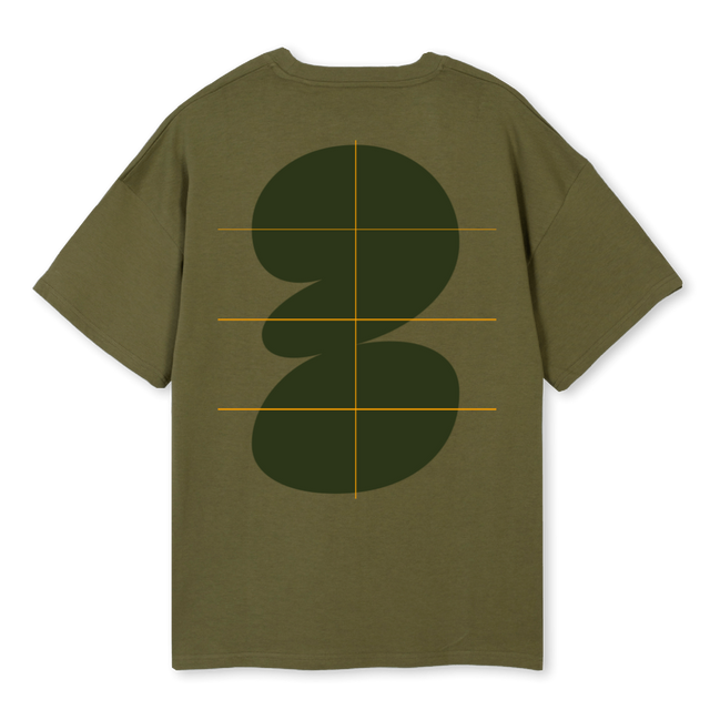 BALLOON ON TONE GRN Kaki Oversized Tee.