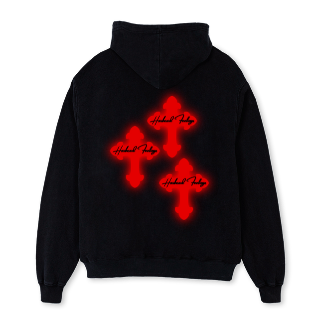 ELECTRO Black Oversized Zipped Hoodie.