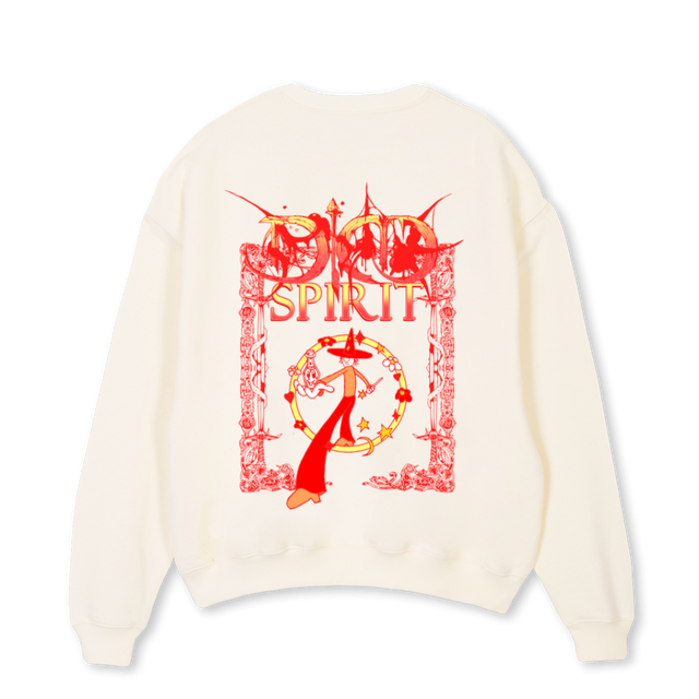 DIM SPIRIT SWEATER Cream Oversized Crewneck Sweater.