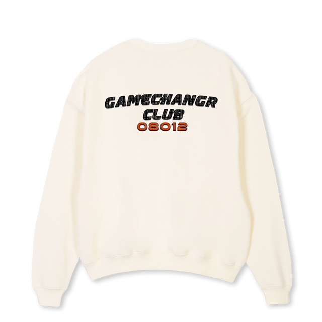 GAMECHANGR CLUB SWEA Cream Oversized Crewneck Sweater.