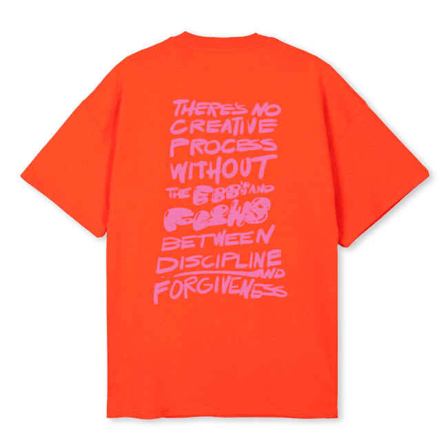 THE CREATIVE PROCESS Hot Orange Oversized Tee.