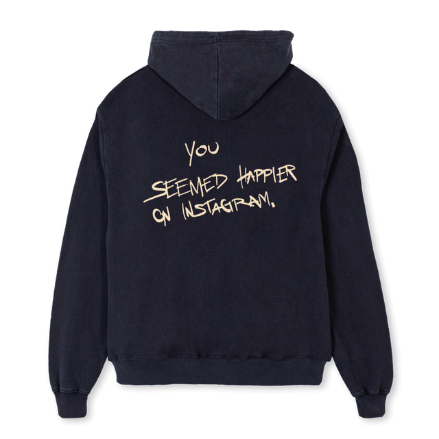HAPPIER Vintage Black Oversized Hoodie.