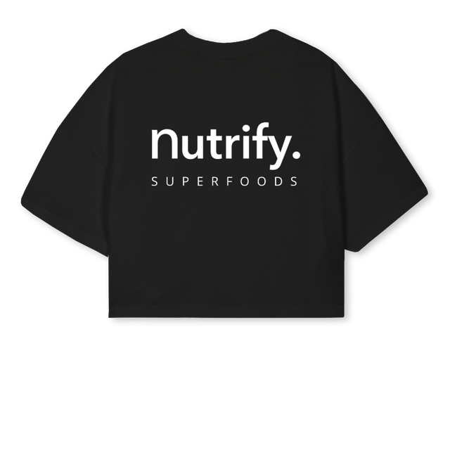 FEMALE CROPPED Black Cropped Oversized Tee.