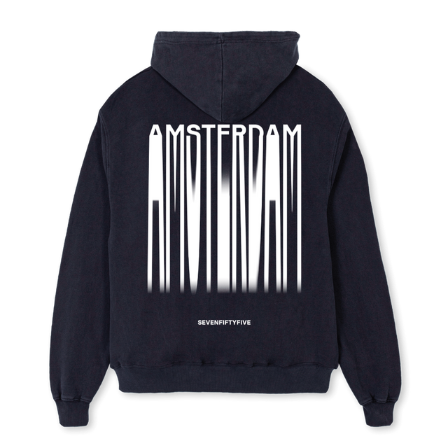 BACK AMSTERDAM Vintage Black Oversized Hoodie.