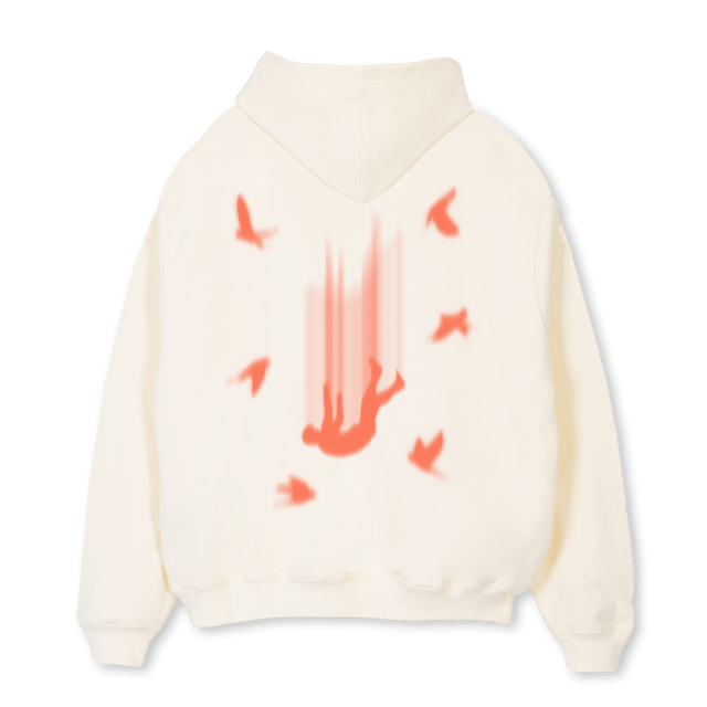 FALLING NOWHERE Cream Oversized Hoodie.