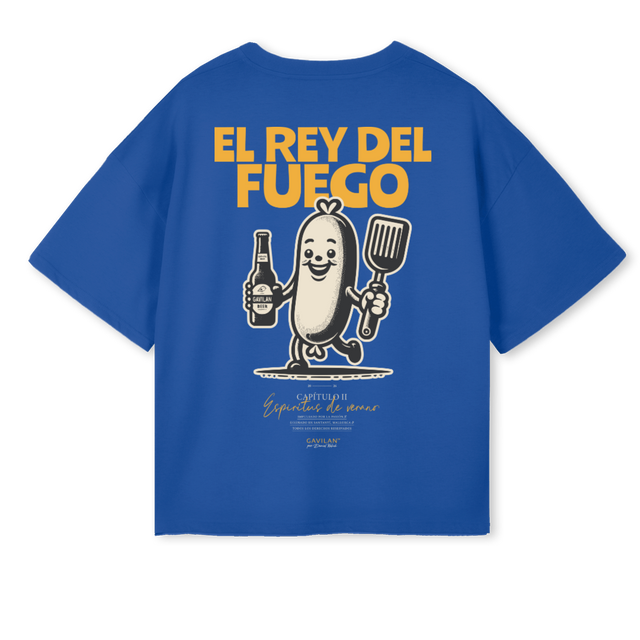 REY DEL FUEGO Cobalt Blue Oversized Boxy Tee.