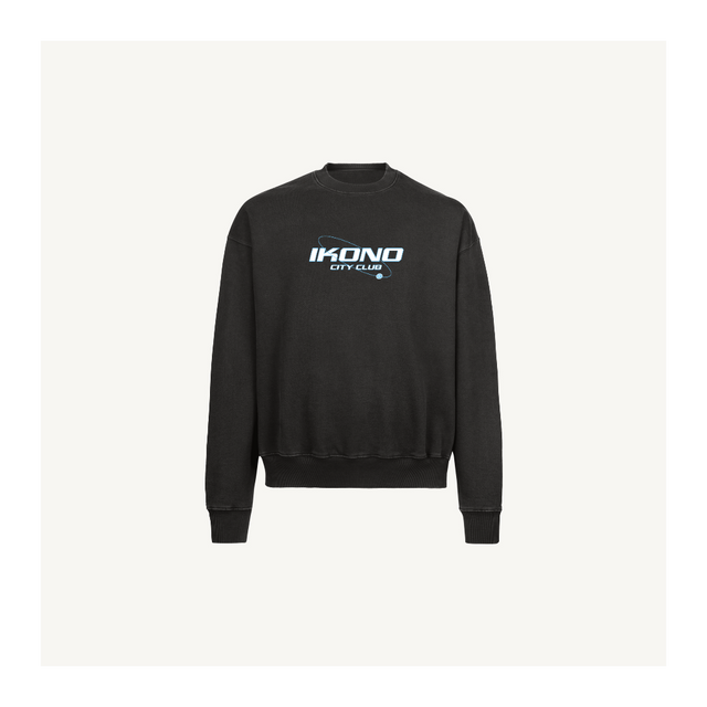 CITYCLUB Vintage Black Oversized Crewneck Sweater.