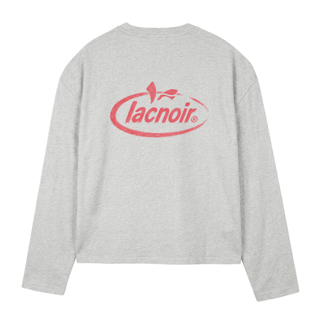 THREELOGOLACNOIRMISTCIRCLE Light Grey Marl Oversized Boxy LS Tee.