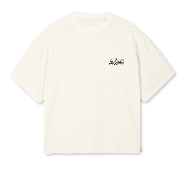 JAGUARLASIESTARECORD Cream Oversized Boxy Tee.