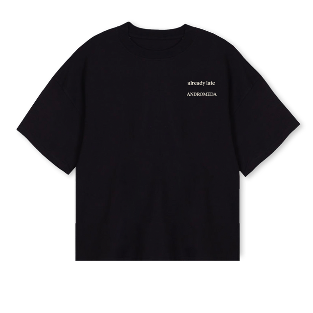 ANDROMEDA Black Oversized Boxy Tee.