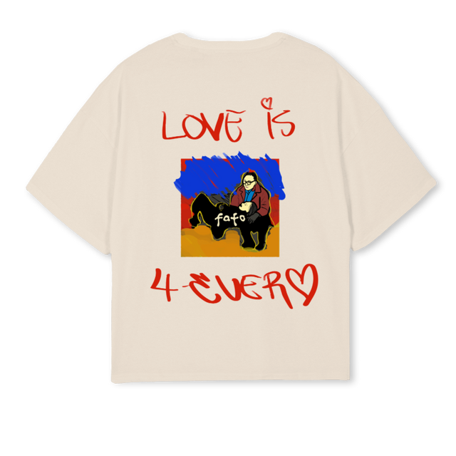 FAFOLOVE Natural Oversized Boxy Tee.