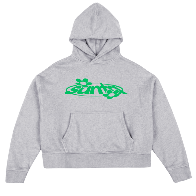 SANTAONEHOODIE_LGGREEN Light Grey Marl Oversized Boxy Hoodie.
