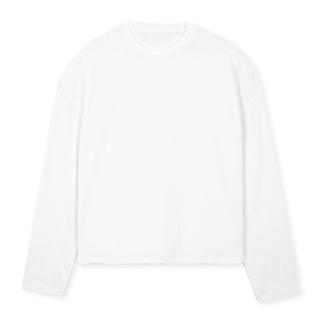 LNLLSTEEWHITE White Oversized Boxy LS Tee.
