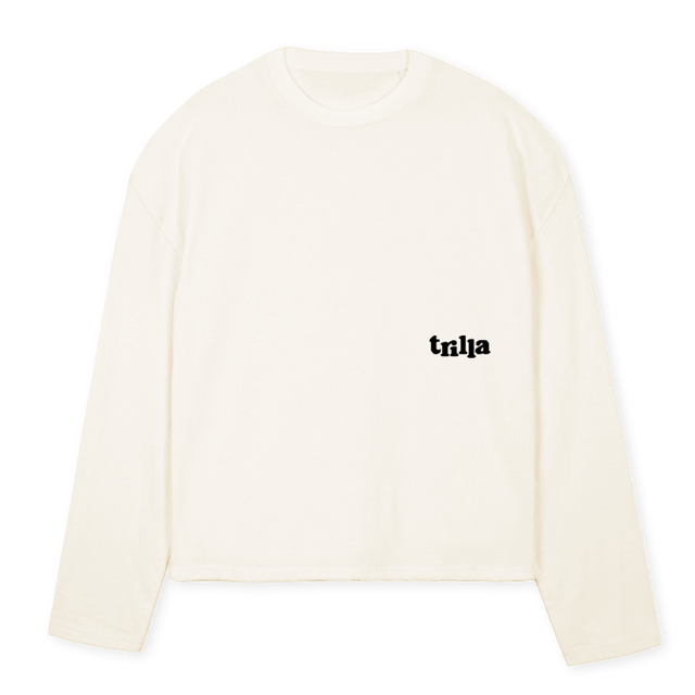 TRILLABTC Vintage White Oversized Boxy LS Tee.