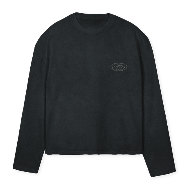 PIXEL Vintage Black Oversized Boxy LS Tee.