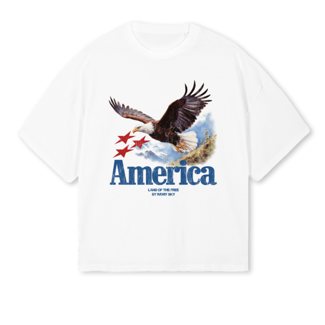 AMERICA White Oversized Boxy Tee.