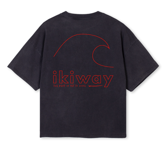 WAVE OBOXTEERED Vintage Black Oversized Boxy Tee.