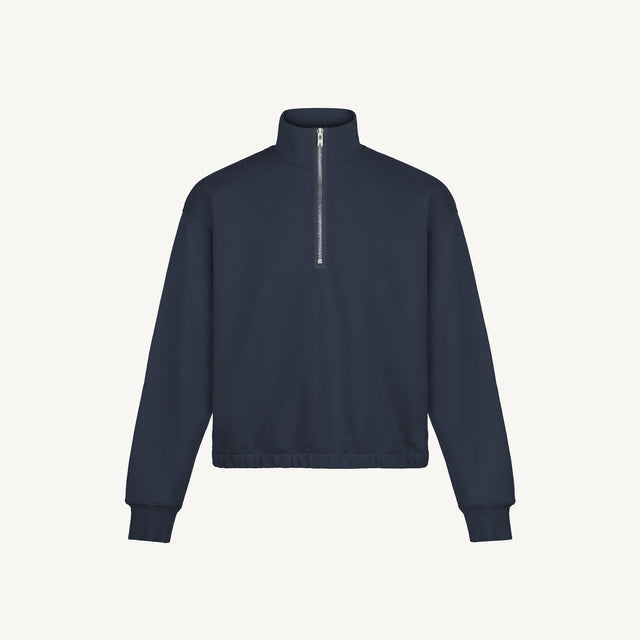 Navy Blue Oversized Boxy 1/4-Zip Sweater.