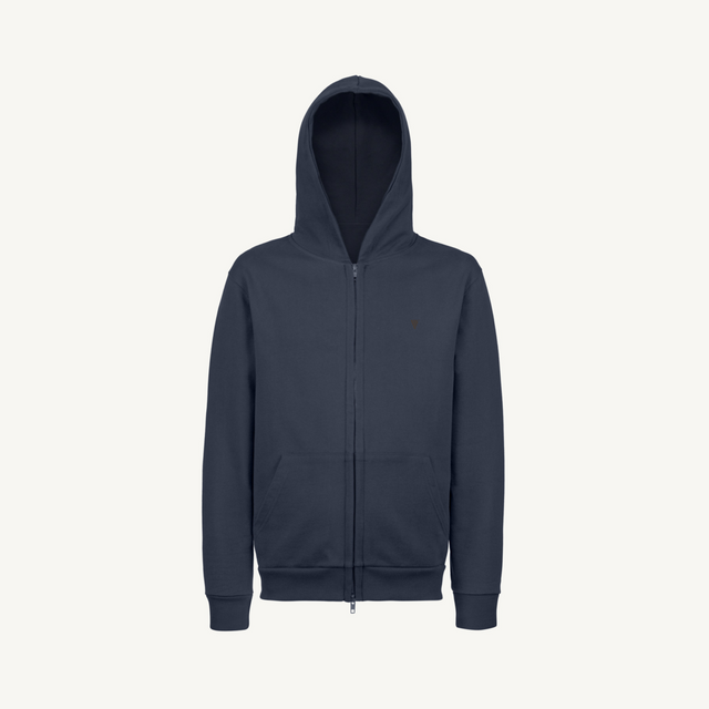 4.VERDI-BLU-ZIPLOG Navy Blue Regular Zipped Hoodie.
