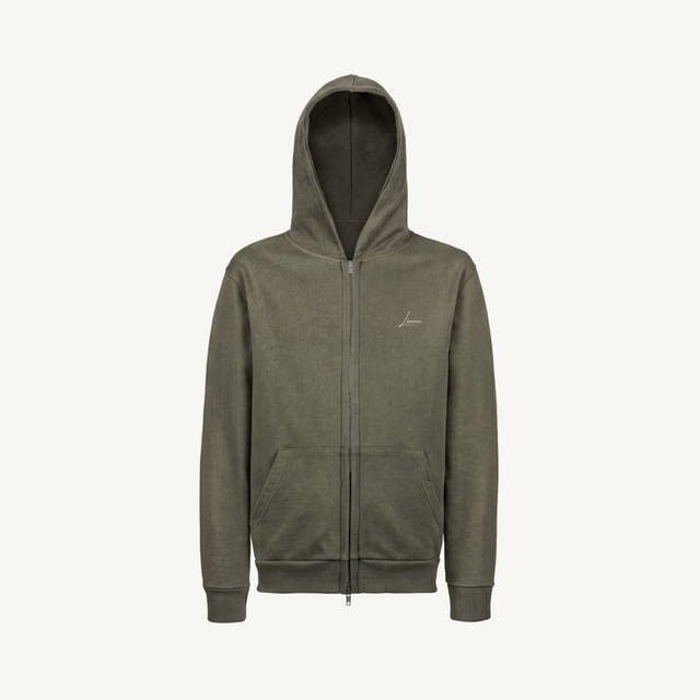 zip limani Vintage Olive Regular Zipped Hoodie.