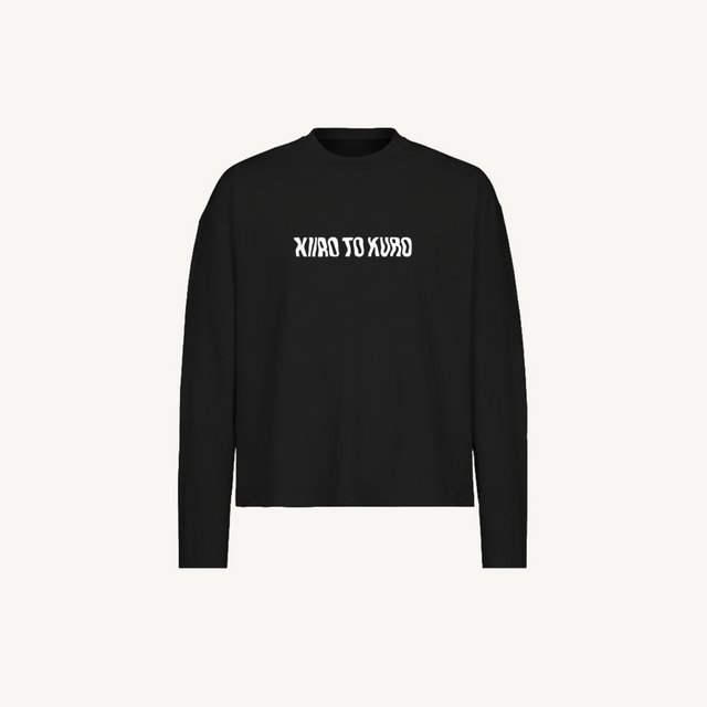 KTK WAVES BLACK Black Oversized Boxy LS Tee.