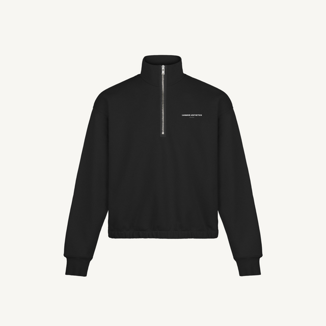 Quarter ZIP Black Black Oversized Boxy 1/4-Zip Sweater.