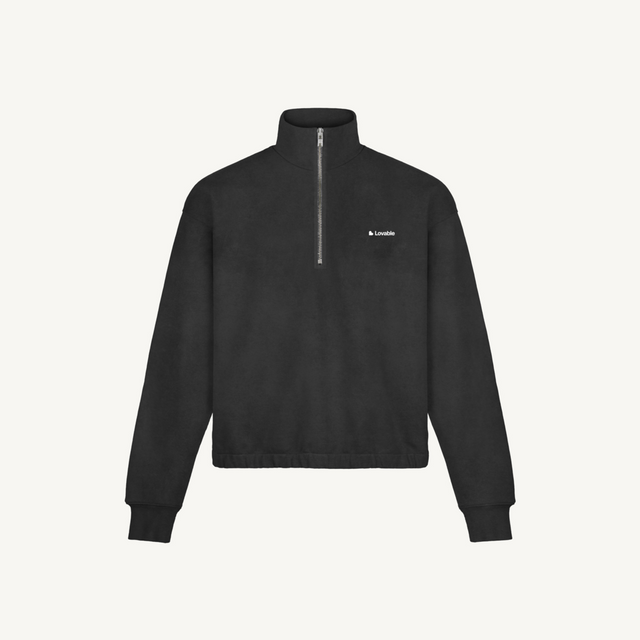 Loveable zip Vintage Black Oversized Boxy 1/4-Zip Sweater.
