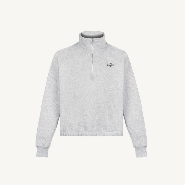 WLFX 1_LGM Light Grey Marl Oversized Boxy 1/4-Zip Sweater.