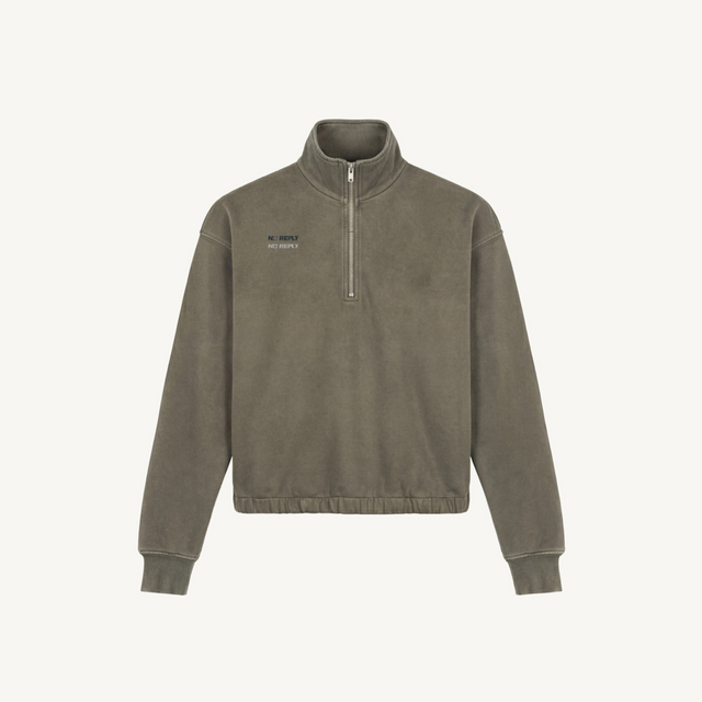 Olive Green Vintage Olive Oversized Boxy 1/4-Zip Sweater.