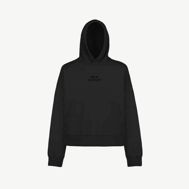 slow season hoodie_B Black Oversized Boxy Hoodie.