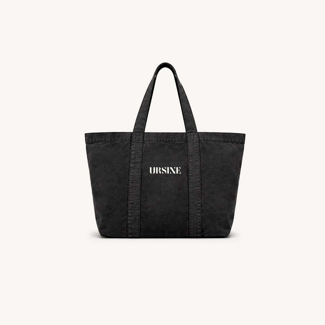 Tote #1 Vintage Black Oversized Canvas Tote Bag.