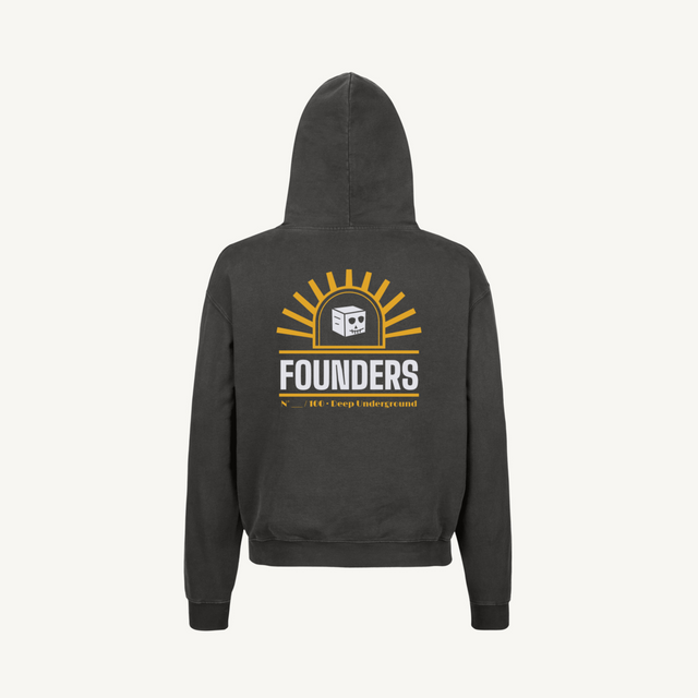 FOUNDERS - LEVEL -1 Vintage Black Oversized Hoodie.
