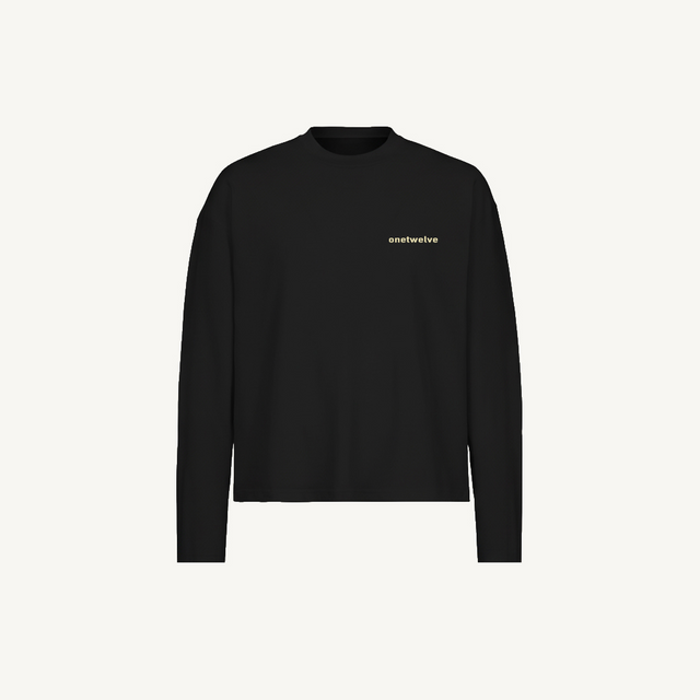 mIRRORED LOWER CASE Black Oversized Boxy LS Tee.