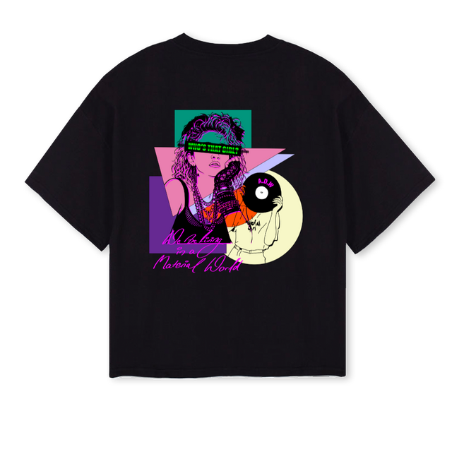 ADWMATERIALGAL_BOXY  Black Oversized Boxy Tee.