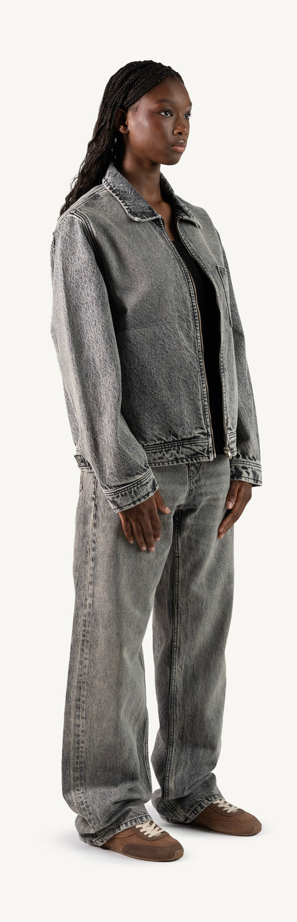 Faded Mid Grey Relaxed Denim Jacket. – WATC STUDIO