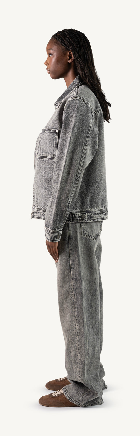 Faded Mid Grey Relaxed Denim Jacket. – WATC STUDIO