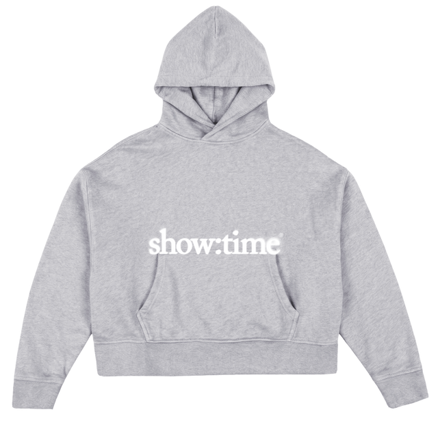 LOGOMIDDLE Light Grey Marl Oversized Boxy Hoodie.