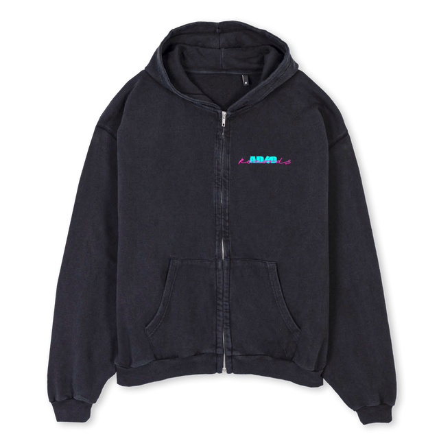ADHDXAGNOSTICVBOH Vintage Black Oversized Zipped Hoodie.