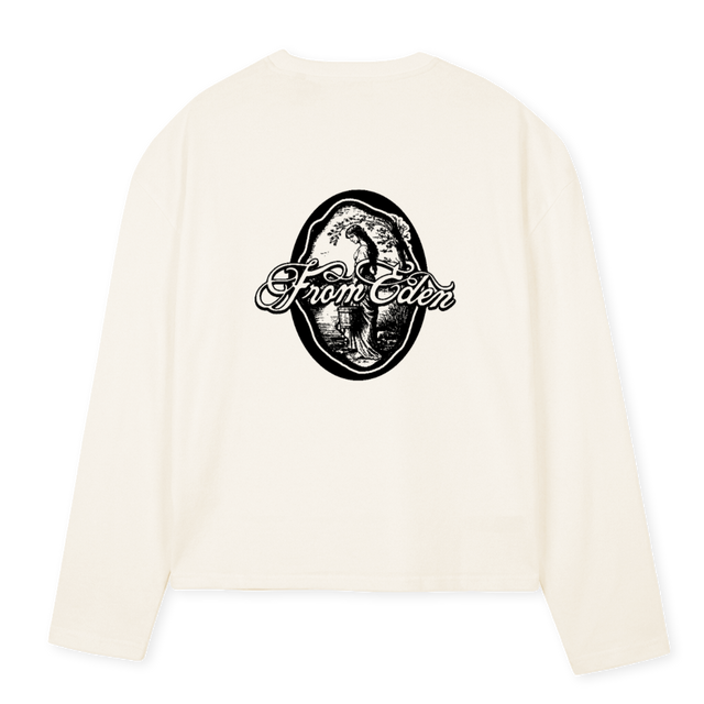 WWLSTEE Vintage White Oversized Boxy LS Tee.