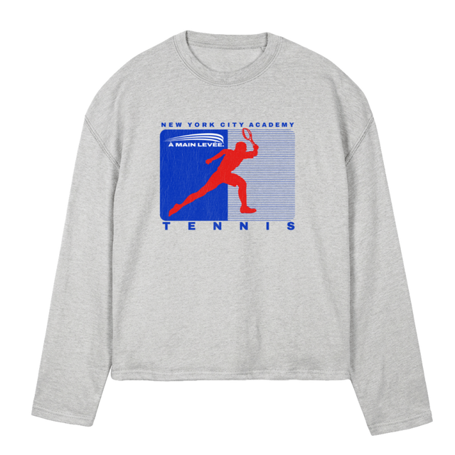 TENNISACADEMY Light Grey Marl Oversized Boxy LS Tee.
