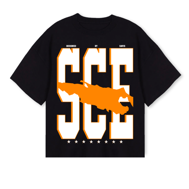 SCE Black Oversized Boxy Tee.